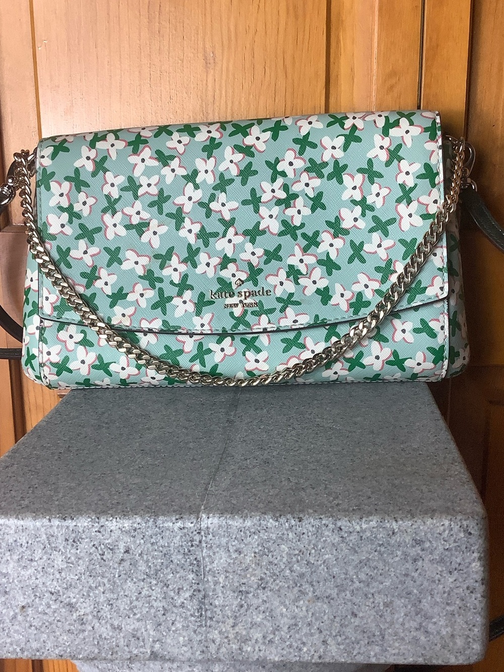 kate spade Mint Green Floral Chain Crossbody Bag
